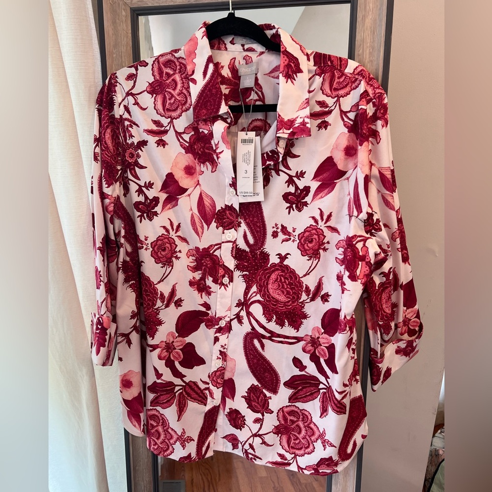 Chico’s Floral Button Down Size 3 (16) New With Tags